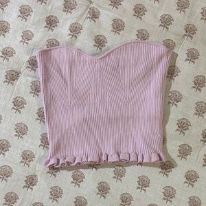 Pink Strapless Knit Top